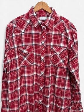 Wrangler Red and White Plaid Western Shirt